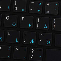 MAC NS Danish - English Non-Transparent Keyboard Decals Black Background for Desktop, Laptop and Notebook