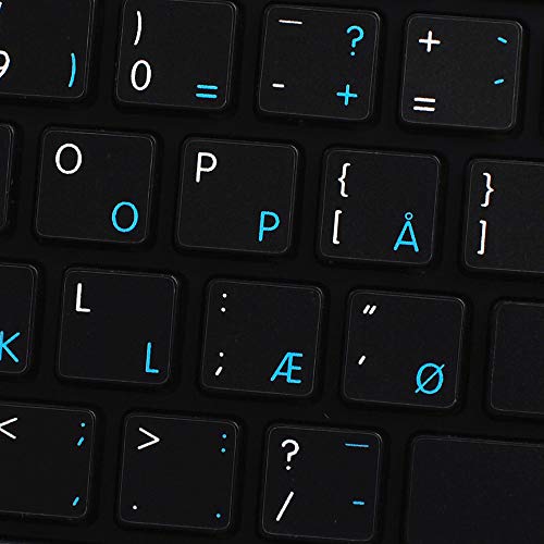 Apple NS Danish - English Non-Transparent Keyboard Labels Black Background for Desktop, Laptop and Notebook