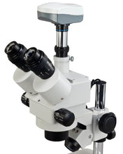 Load image into Gallery viewer, OMAX 3.5X-90X Digital Zoom Trinocular Stereo Microscope with Dual Illmination System and Additional 54 LED Ring Light and 9.0MP USB Digital Camera
