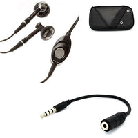 Verizon OEM Wired with Microphone Stereo Earbuds + 2.5mm Female to 3.5mm Male Headset Adapter Jack + Carrying Case for Sprint Samsung Galaxy Victory - Sprint Samsung Epic 4G Touch SPH-D710 - Sprint Sh