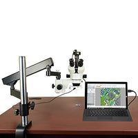 OMAX 3.5X-90X 5MP Digital Zoom Trinocular Stereo Microscope on Articulating Arm Stand with 64 LED Light