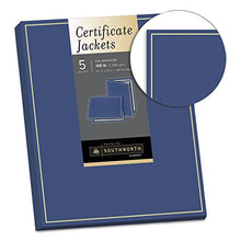 Load image into Gallery viewer, Southworth PF6 Certificate Jacket Navy w/Gold Border 88 lbs. 9-1/2 x 12 5/Pack
