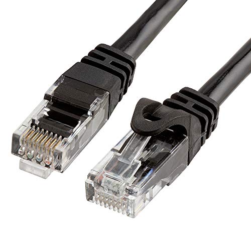Cmple - Cat6 Patch Cable with Gold-Plated RJ45 Contacts, 10 Gbps - 550 MHz, Cat6 Network Ethernet LAN Cable - 15FT Black