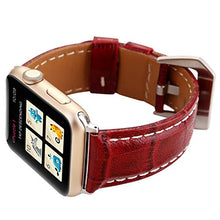 Load image into Gallery viewer, Compatible with Apple Watch Band 49mm 45mm 44mm 42mm 41mm 40mm 38mm, [Crocodile Pattern] Genuine Cow Leather Watch Strap Replacement Wristband for iWatch Series Ultra 8 7 6 5 4 3 2 1 SE
