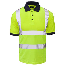 Load image into Gallery viewer, Forever Hi Viz Navy Collar Safety Work Wear High Visability Polo T-Shirt
