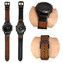 Load image into Gallery viewer, YOOSIDE for Fenix 5/Fenix 6 Watch Band, 22mm QuickFit Genuine Leather Silicone Hybrid Wristband Strap for Garmin Fenix 5/5 Plus,Approach S62/S60,Forerunner 935/945,Fit Wrist 6.69&quot;-8.66&quot; (Brown)
