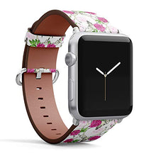Load image into Gallery viewer, Compatible with Small Apple Watch 38mm, 40mm, 41mm (All Series) Leather Watch Wrist Band Strap Bracelet with Adapters (Deer Skull Beautiful Peonies)

