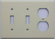 Load image into Gallery viewer, Ivory Wrinkle Three Gang Wall Plate - Two Toggle Switches One Duplex Outlet
