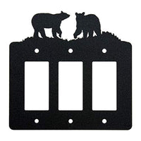 Bear Triple Gang Light Switch Wall Plate (Triple Rocker (GFCI), Black)
