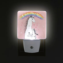 Load image into Gallery viewer, Naanle Set of 2 Unicorns Rainbow Heart Love Mom Pink Auto Sensor LED Dusk to Dawn Night Light Plug in Indoor for Adults
