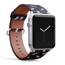 Load image into Gallery viewer, Compatible with Big Apple Watch 42mm, 44mm, 45mm (All Series) Leather Watch Wrist Band Strap Bracelet with Adapters (Cute Watercolor Elephants)
