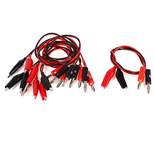 uxcell 5 Pairs Dual Alligator Clip to Banana Connector Probe Cable Test Lead 55cm 22 inches Long