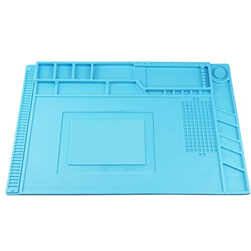 Heat Insulation Silicone Repair Mat, Large Silicone Repair Mat for Soldering Iron, Phone and Computer Repair, Heat Gun, Electronics Repair Disassembly (17.79''11.69'') - Blue