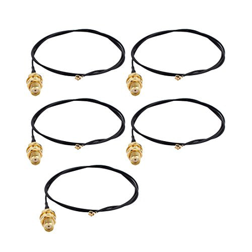 Aexit 5Pcs RF1.13 Distribution electrical IPEX 1 Female to RP-SMA-K Antenna WiFi Pigtail Cable 50cm Black