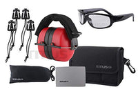 Titus 3 Series - 37 NRR Noise Reduction Hearing Protection & G1 Bold Classic Z87.1 Safety Glasses Combos (Red - Tac Band, Clear)