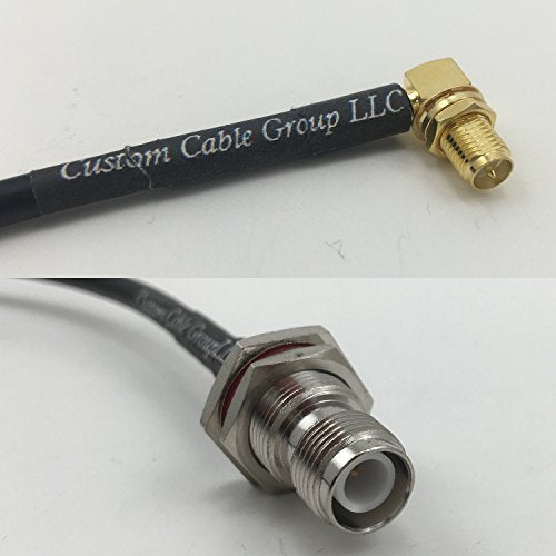 12 inch RG188 RP-SMA FEMALE ANGLE to RP-TNC FEMALE BULKHEAD Pigtail Jumper RF coaxial cable 50ohm Quick USA Shipping