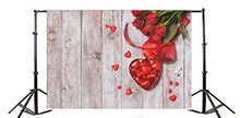 Load image into Gallery viewer, Baocicco 12x8ft Vinyl Backdrop Happy Valentine&#39;s Day Photography Background Red Rose Flowers Red Hearts Shaped Candy Wooden Board Vintage Texture Backdrop Children Lover Girls Portrait Photo Studio
