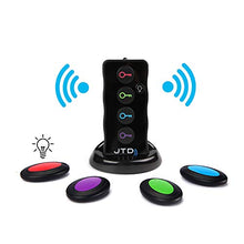 Load image into Gallery viewer, JTD Wireless RF Item Locator/Key Finder with LED Flashlight and Base Support. with 4 Receivers Key Finder-Wireless Key RF Locator, Remote Control, Pet, Cell, Wireless RF Remote Item, Wallet Locator

