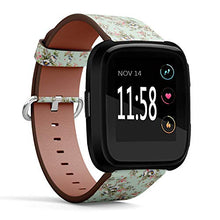 Load image into Gallery viewer, Replacement Leather Strap Printing Wristbands Compatible with Fitbit Versa - Floral Pattern On Teal Background
