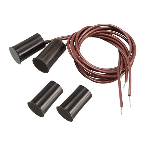 uxcell N.C. Recessed Wired Security Window Door Contact Sensor Alarm Magnetic Reed Switch Brown RC-33 2pcs