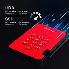 Load image into Gallery viewer, iStorage diskAshur2 SSD 1TB Red - Secure portable solid state drive - Password protected, dust and water resistant, portable, military grade hardware encryption USB 3.1 IS-DA2-256-SSD-1000-R
