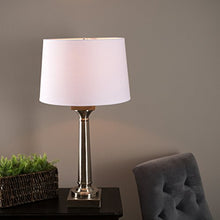 Load image into Gallery viewer, allen + roth 21.5-in Brushed Nickel Electrical Outlet 3-Way Metal Lamp Base
