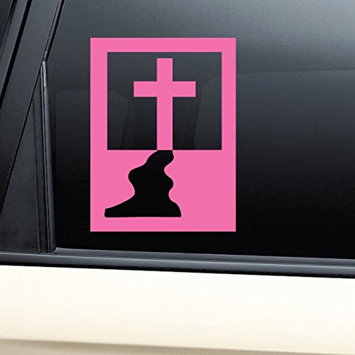Nashville Decals Christian Cross Jesus Christ Golgotha Vinyl Decal Laptop Car Truck Bumper Window Sticker - Pink