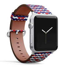 Load image into Gallery viewer, S-Type iWatch Leather Strap Printing Wristbands for Apple Watch 4/3/2/1 Sport Series (38mm) - Nautical Pattern with Cute Happy Crabs and Striped Background
