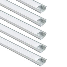 Load image into Gallery viewer, LightingWill 10-Pack 3.3ft/1M 9x23mm Silver U-Shape Internal Width 12mm LED Aluminum Channel System with Cover, End Caps and Mounting Clips Aluminum Extrusion for LED Strip Light Installations-U01S10
