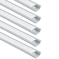 LightingWill 10-Pack 3.3ft/1M 9x23mm Silver U-Shape Internal Width 12mm LED Aluminum Channel System with Cover, End Caps and Mounting Clips Aluminum Extrusion for LED Strip Light Installations-U01S10