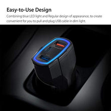 Load image into Gallery viewer, 48W 3-Port [One Type-C Port] Adaptive Fast USB DC Car Charger Quick Charge Smart Detect Port Compact [Black] Compatible with LG Q6 - LG Q7 Plus - LG Stylo 2 - LG Stylo 2 Plus - LG Stylo 2 V
