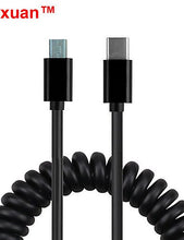 Load image into Gallery viewer, 10Gbps USB-C 3.1 Type C Male to Mini USB Male Spring Data Cable for Tablet/Mobile Phone, Black-1 m
