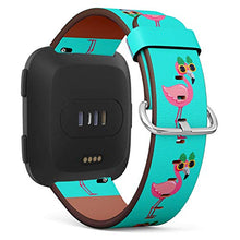 Load image into Gallery viewer, Replacement Leather Strap Printing Wristbands Compatible with Fitbit Versa - Flamingo Hotpink Background
