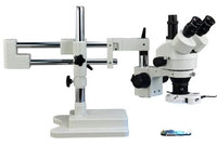 OMAX 3.5X-90X Zoom Trinocular Dual-Bar Boom Stand Stereo Microscope with 64 LED Ring Light