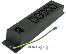 Load image into Gallery viewer, Conntek 55713 10-Amp 250V IEC Power Strip C14 Inlet to (5) 320 Sheet F Outlets with Grounding Wire Out

