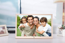 Load image into Gallery viewer, Digital Photo Frame 15.4 Inch 1280x800 High Resolution with HDMI &amp; 16GB Storage FULLBELL Metal Electronic Album Remote Control LED Backlight Support 32GB HD 720p Video (Gold)
