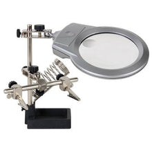 Load image into Gallery viewer, VELLEMAN VTHH3 HELPING HAND WITH MAGNIFIER, LED LIGHT AND SOLDERING STAND by Velleman
