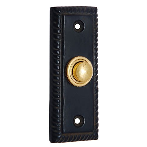 Adonai Hardware Rectangular Georgian Iron Bell Push or Door Bell or Push Button (Black Powdercoated)
