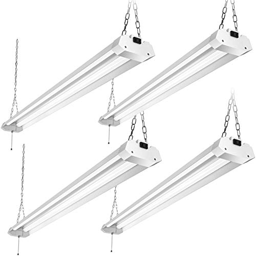 Linkable LED Utility Shop Light 4ft 4800 Lumens Super Bright 40W 5000K Daylight Ideal for Garage ETL/DLC Certified Durable LED Fixture with Pull Chain Mounting and Daisy Chain Hardware Included 4 Pack