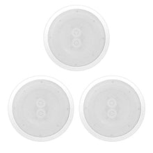 Load image into Gallery viewer, Pyle PWRC62 6.5 Inch 300 Watt Max 2 Way Home Audio Flush Mount in Ceiling/Wall Indoor Outdoor Weatherproof Speaker, White (3 Pack)
