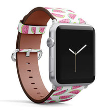 Load image into Gallery viewer, Compatible with Small Apple Watch 38mm, 40mm, 41mm (All Series) Leather Watch Wrist Band Strap Bracelet with Adapters (Watermelon Watercolor Style)

