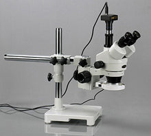 Load image into Gallery viewer, 3.5X-180X Trinocular LED Boom Stereo Zoom Microscope + 1.3MP Camera
