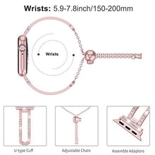 Load image into Gallery viewer, Wearlizer Rose Gold Compatible with Apple Watch Band 38mm 40mm Womens iWatch Bling Jewelry U-Type Dressy Wristband Steel with Rhinestone Bangle Strap Metal Bracelet Chain Series SE 6 5 4 3 2 1
