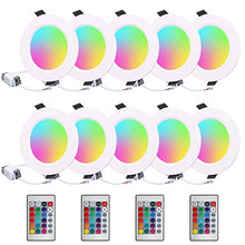 Load image into Gallery viewer, LED Recessed Ceiling Light 3 inch / 4 inch 5W RGB Dimmable LED Downlight Color Changing Retrofit Can Lights by IR Remote Control 10 Pack
