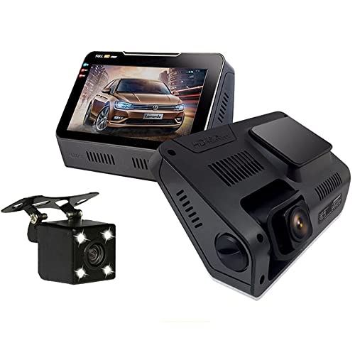 PolarLaner Dual Lens Dashboard B90s Plus Car Camera DVR Full HD 1080P 170 Degree Dash Cam with 4 LED Rear Camera Video Recorder