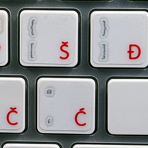 Croatian Labels Layout for Keyboard with RED Lettering Transparent Background is Compatible with Apple