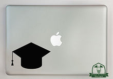 Load image into Gallery viewer, Graduation Cap Vinyl Decal Sized to Fit A 11&quot; Laptop - Black
