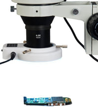 Load image into Gallery viewer, OMAX 2X-90X Digital Zoom Trinocular Dual-Bar Boom Stand Stereo Microscope with 2.0MP USB Camera and 54 LED Ring Light with Light Control Box
