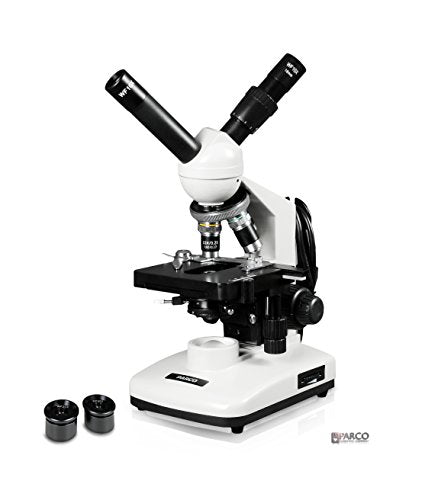 Parco Scientific PBS-503L-E2 Dual View Compound Microscope, 10x Widefield Eyepiece w/Pointer & 20x WF Eyepiece, 40x-2000x Magnification, Mechanical Stage, LED Illumination, w/Intensity Control