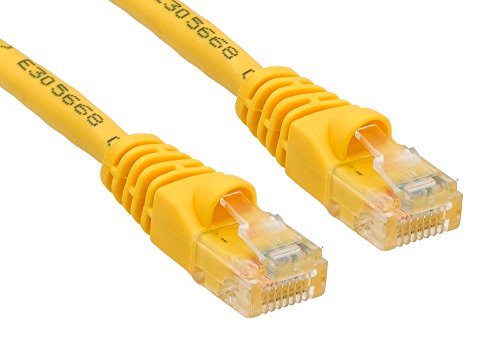 Cablelera ZPK135S25-10 Cat6 Ethernet Cable UTP Rated 550 MHz with snagless Molded Boots, Yellow Color, 25', 10 Pieces per Pack